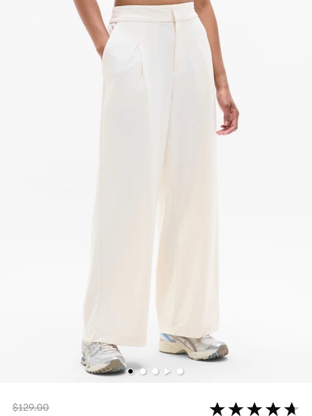 Athleta Cream Wide-Leg High-Waist Trousers